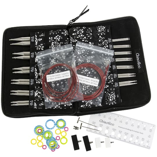 ChiaoGoo Twist 5&#x22; Red Lace Complete Knitting Needle Tip Set